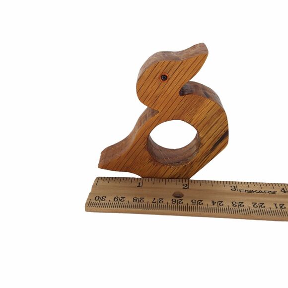 Vintage Primative Country Cottage Wooden Hand-carved Duck Napkin Rings Holders - Picture 8 of 9